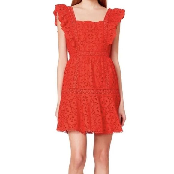 Betsey Johnson Red Eyelet Dress Sz 10 - Picture 2 of 11